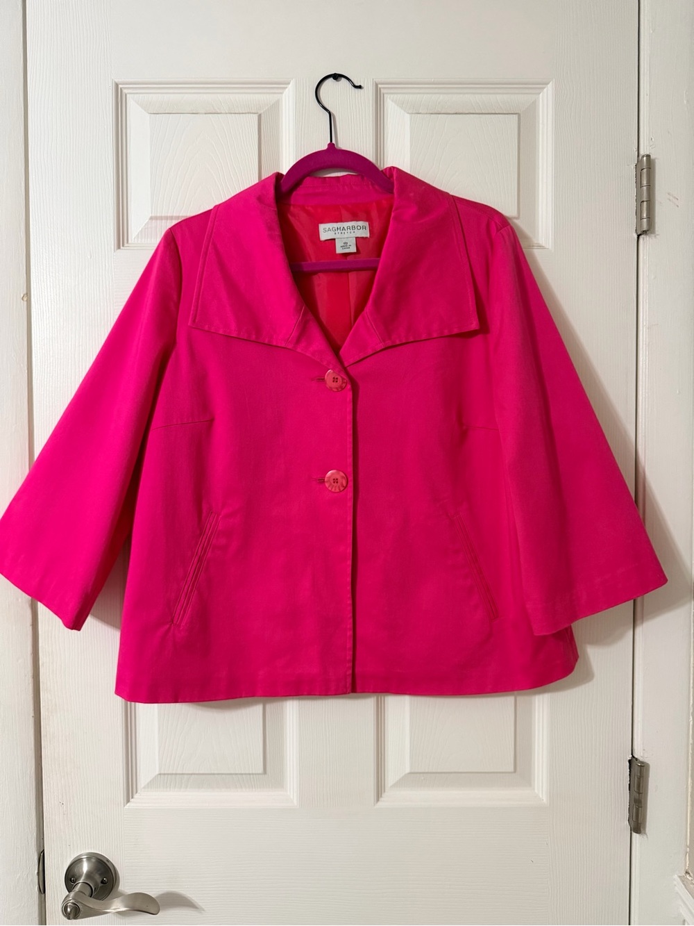 Sag Harbor Bright Hot Pink Button-Front Jacket